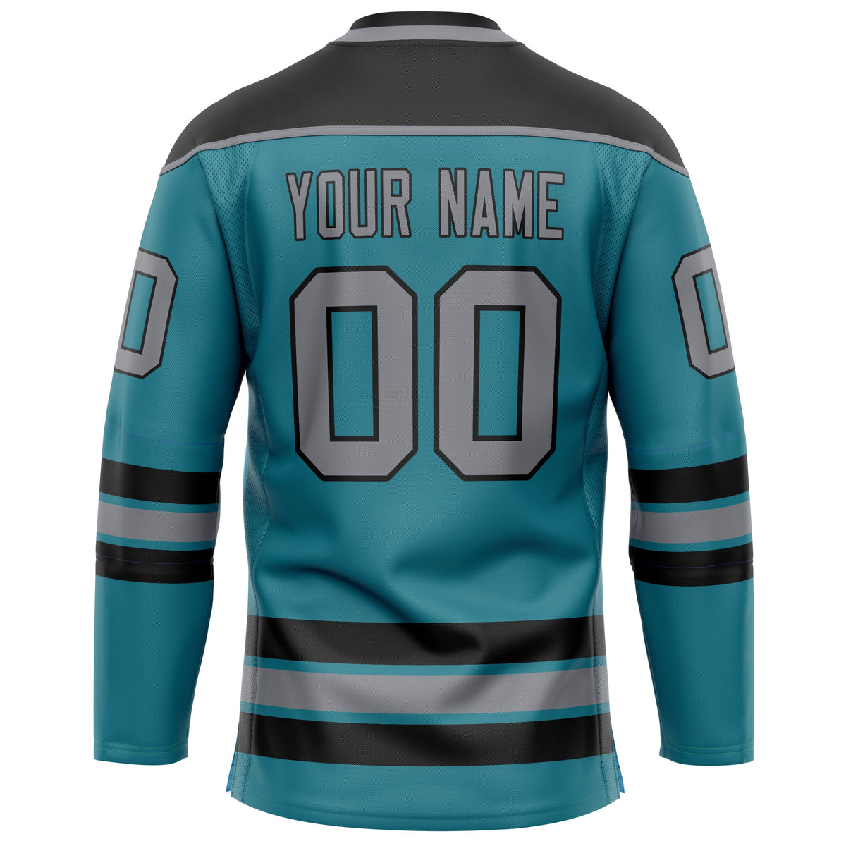 Custom Teal Gray Solid Colour Hockey Jersey