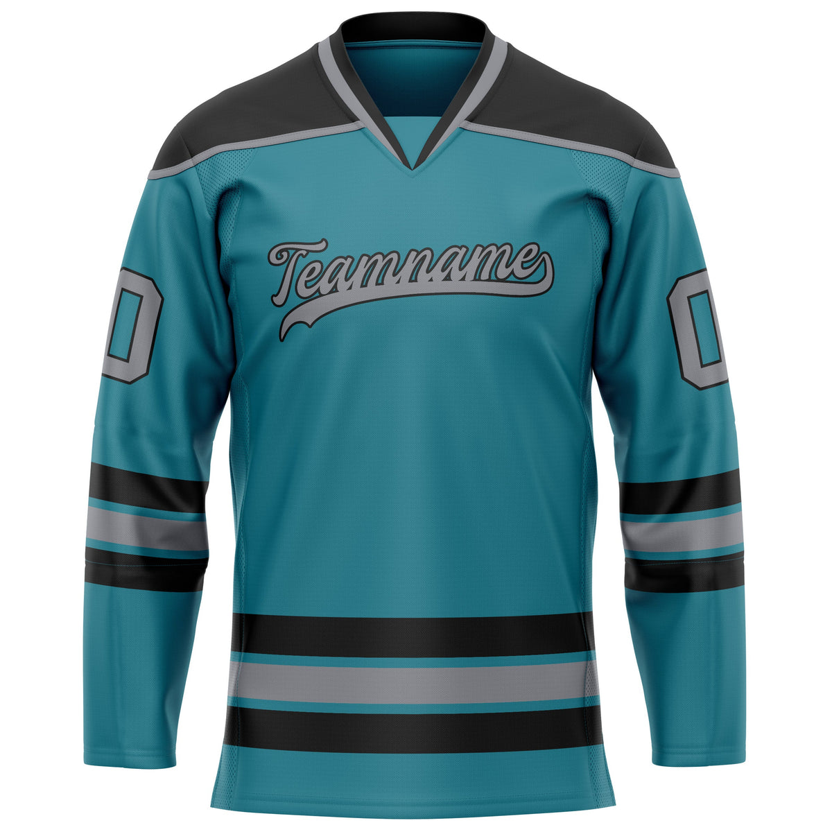 Custom Teal Gray Solid Colour Hockey Jersey