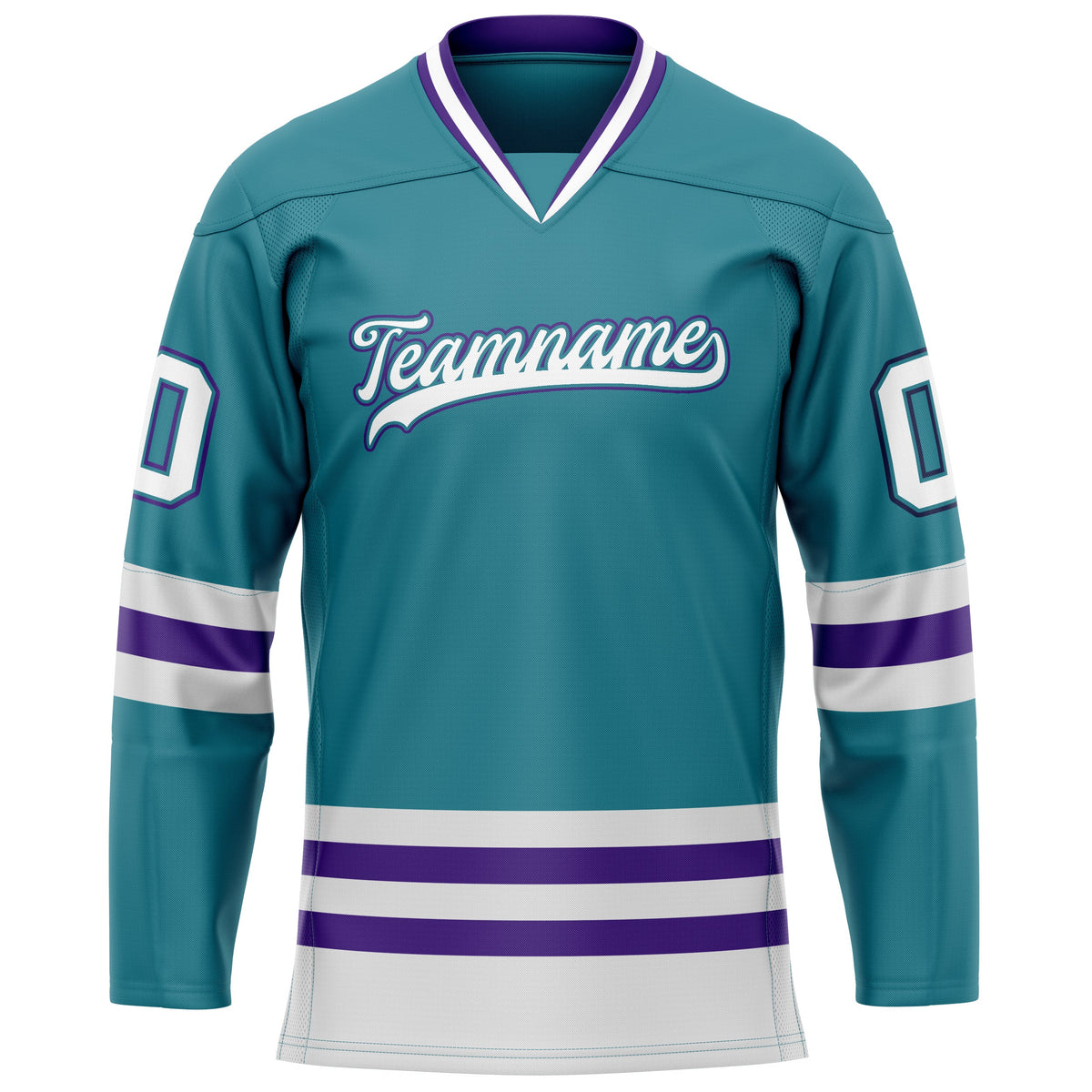 Custom Teal Purple Solid Colour Hockey Jersey