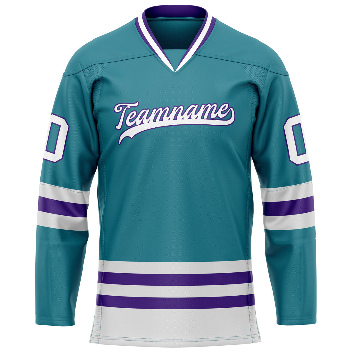 Custom Teal Purple Solid Colour Hockey Jersey