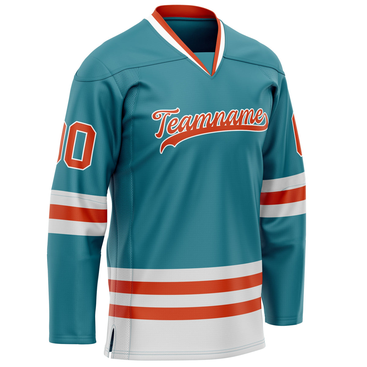 Custom Teal Red Solid Colour Hockey Jersey