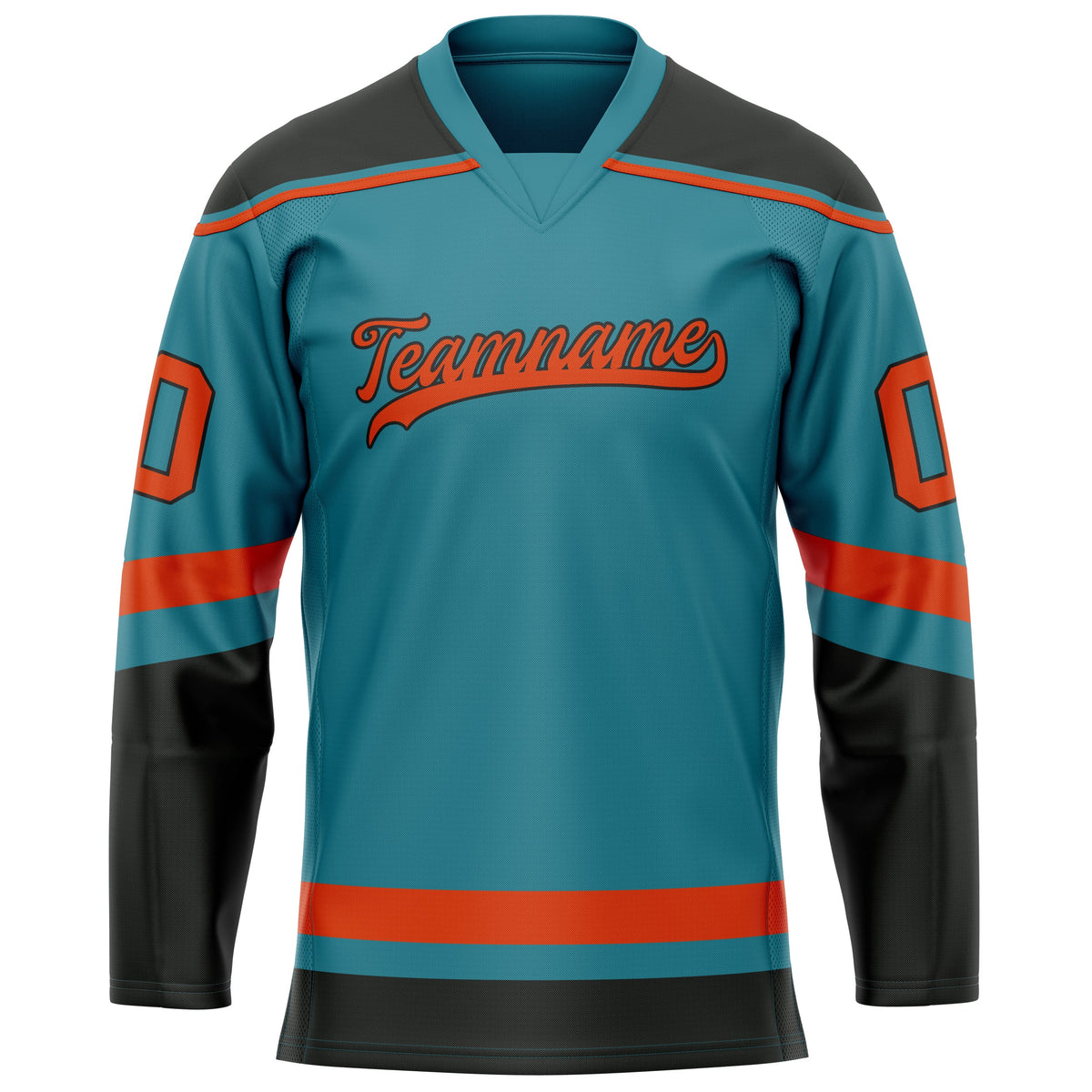 Custom Teal Red Solid Colour Hockey Jersey