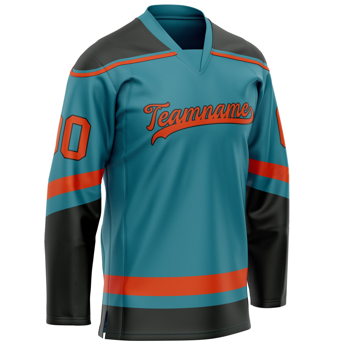 Custom Teal Red Solid Colour Hockey Jersey