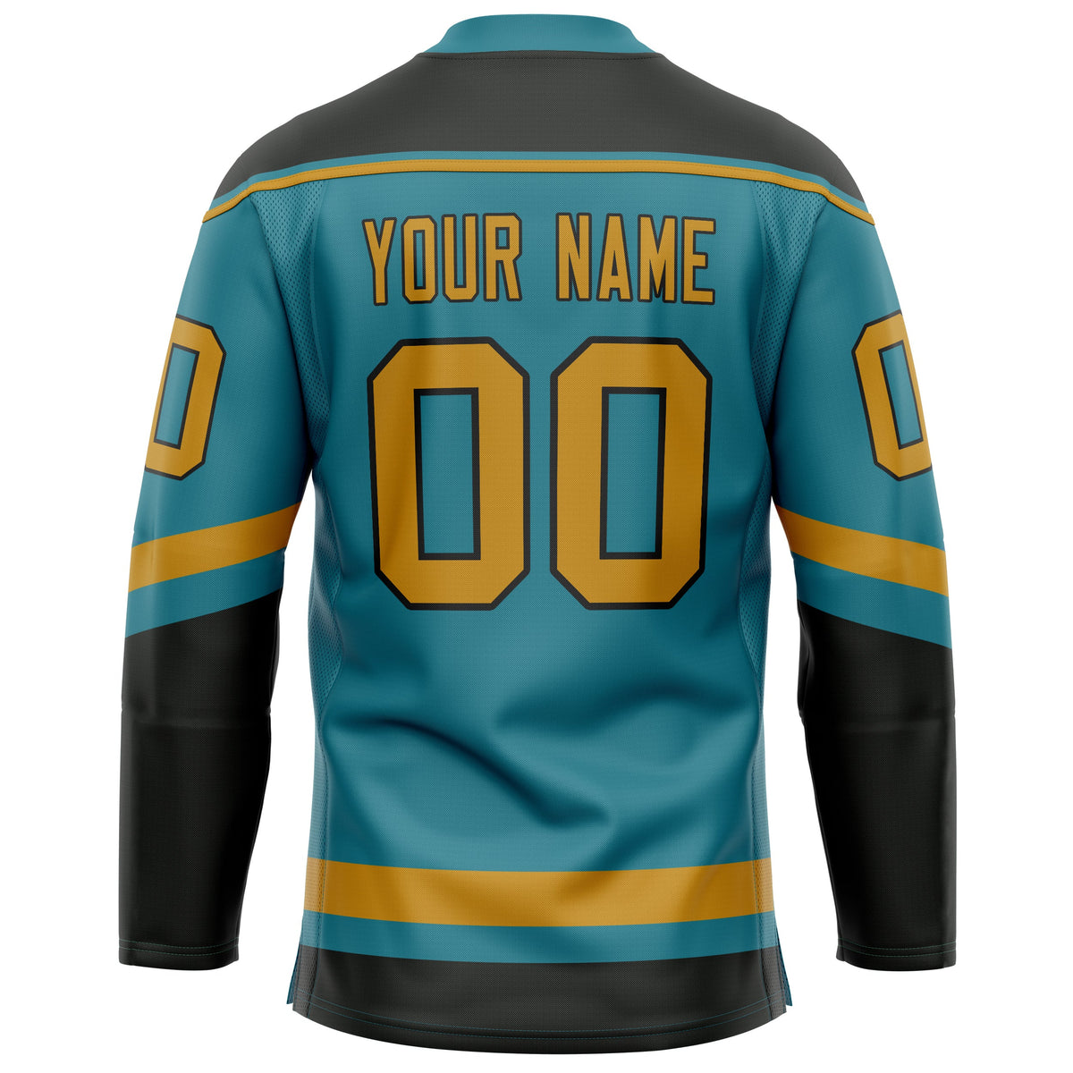 Custom Teal Old Gold Solid Colour Hockey Jersey