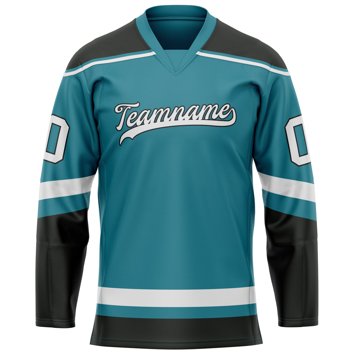 Custom Teal White Solid Colour Hockey Jersey