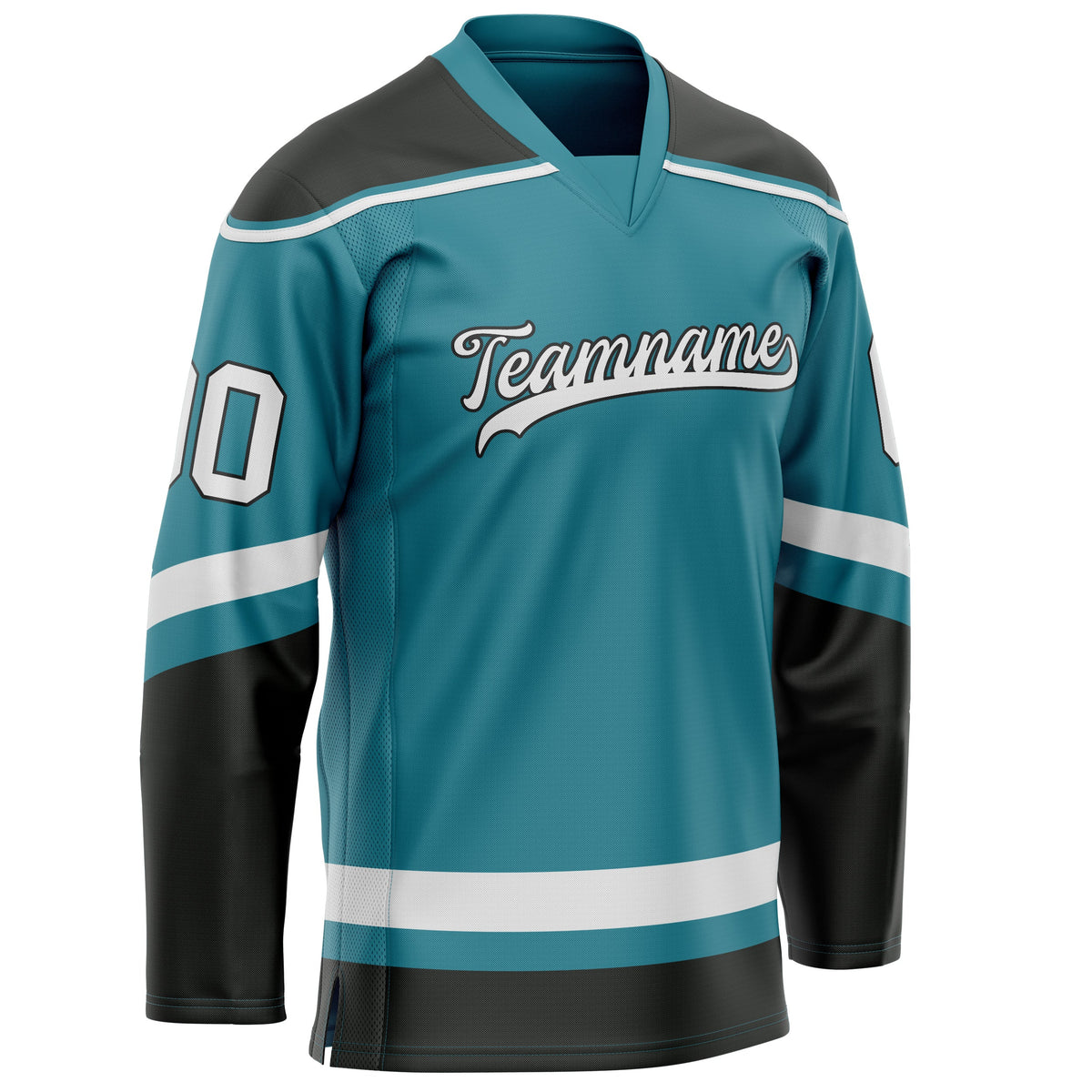 Custom Teal White Solid Colour Hockey Jersey