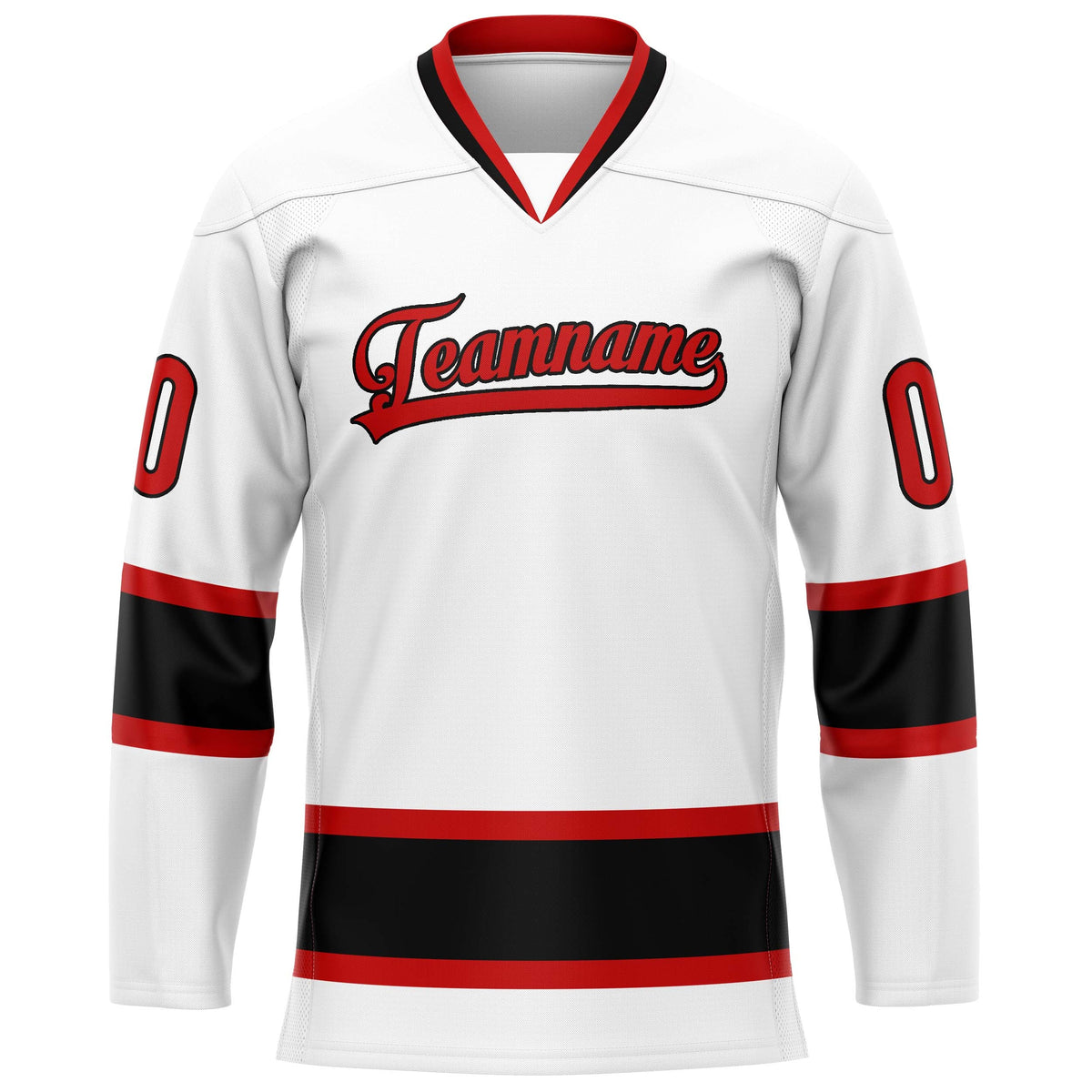 Custom White Red Solid Colour Hockey Jersey