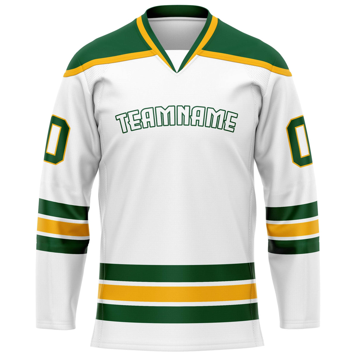 Custom White Kelly Green Solid Colour Hockey Jersey