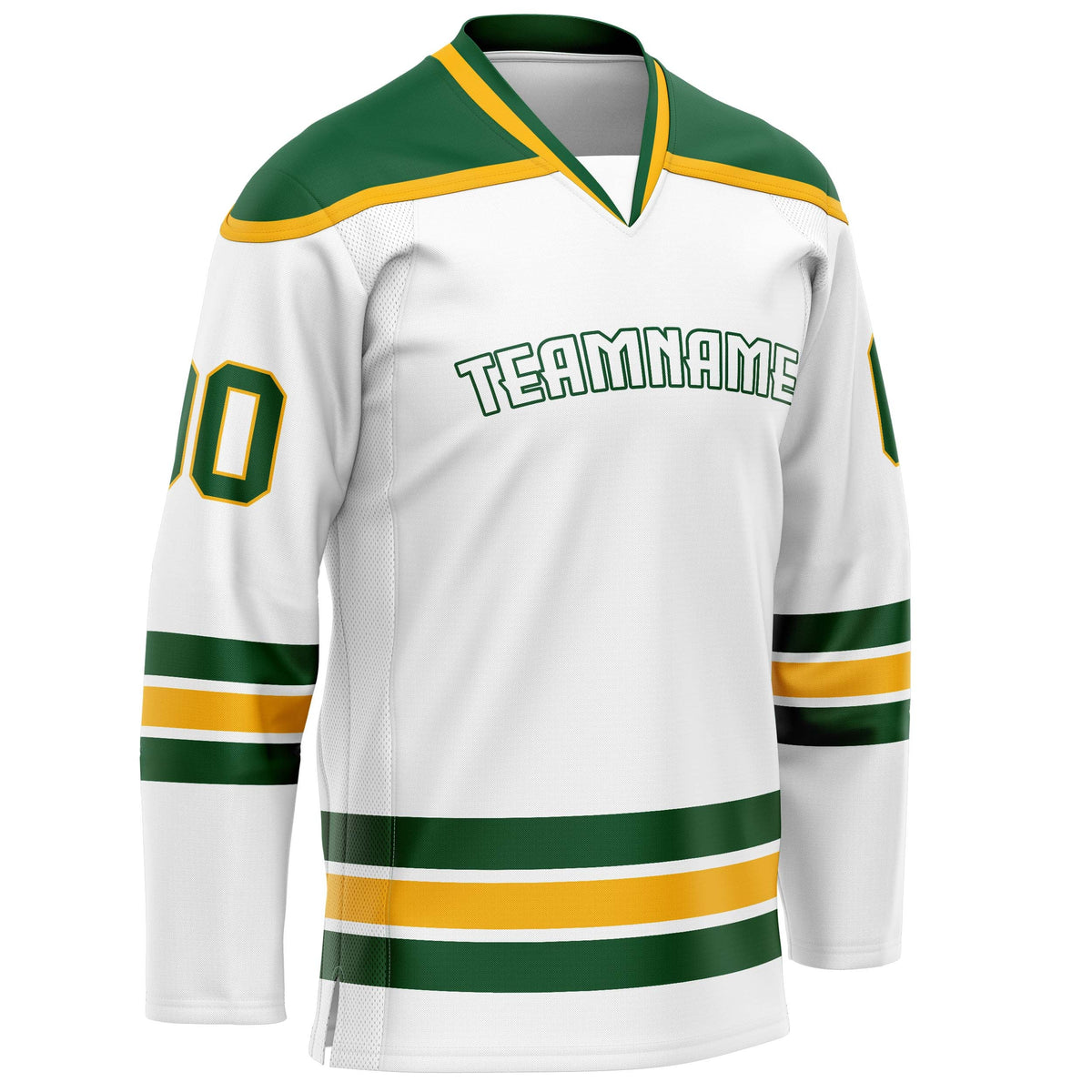 Custom White Kelly Green Solid Colour Hockey Jersey