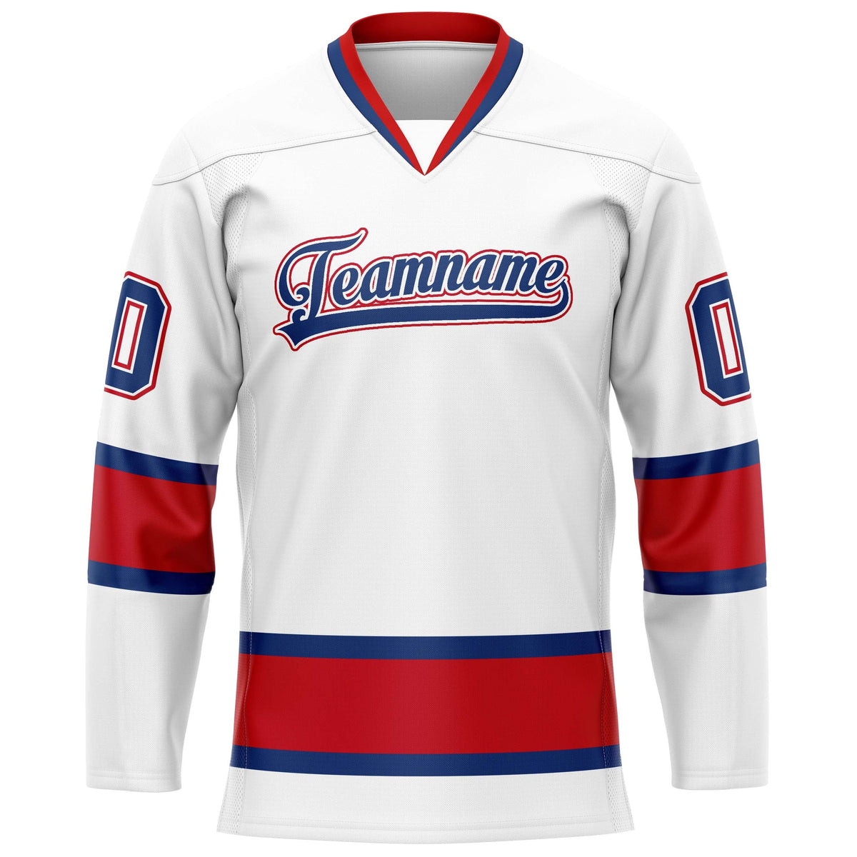 Custom White Red Solid Colour Hockey Jersey