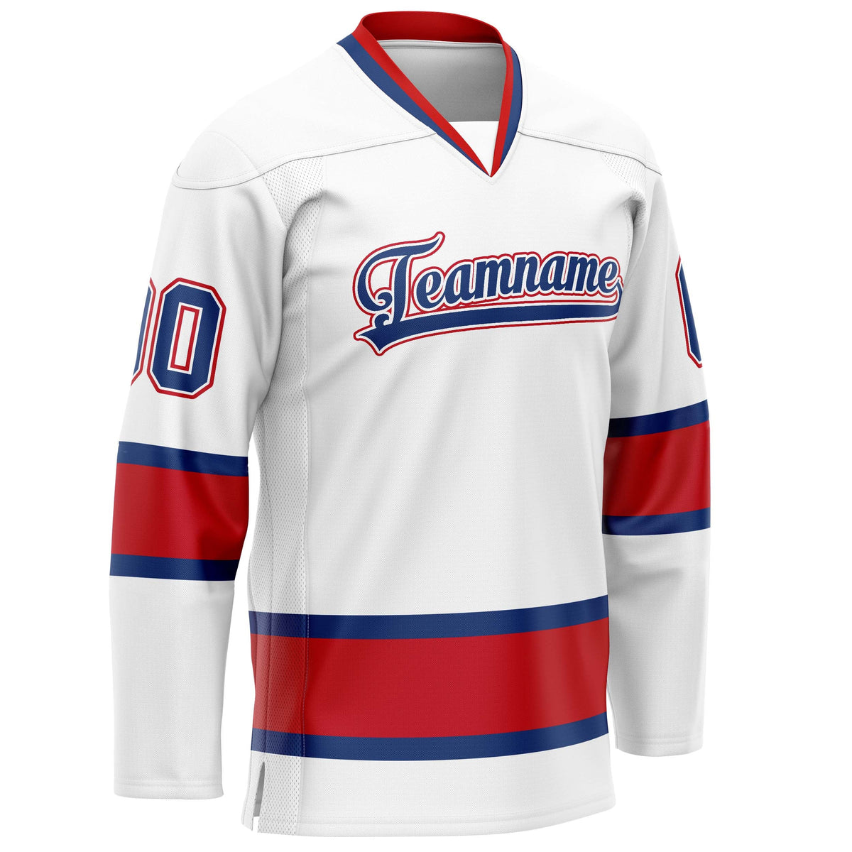 Custom White Red Solid Colour Hockey Jersey