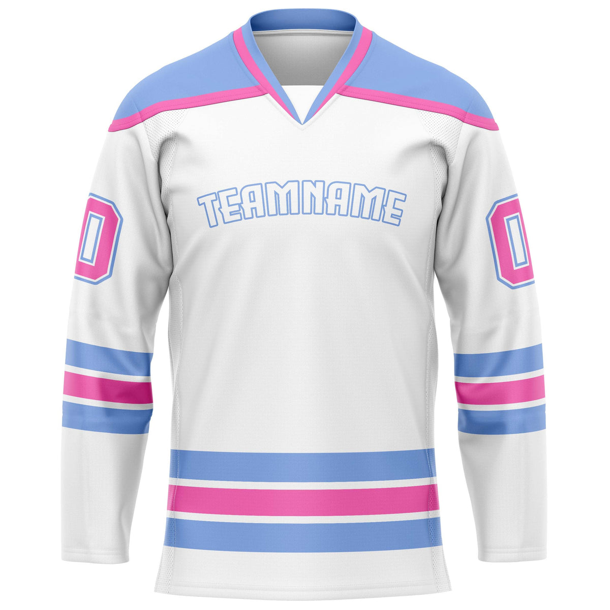 Custom White Pink Solid Colour Hockey Jersey