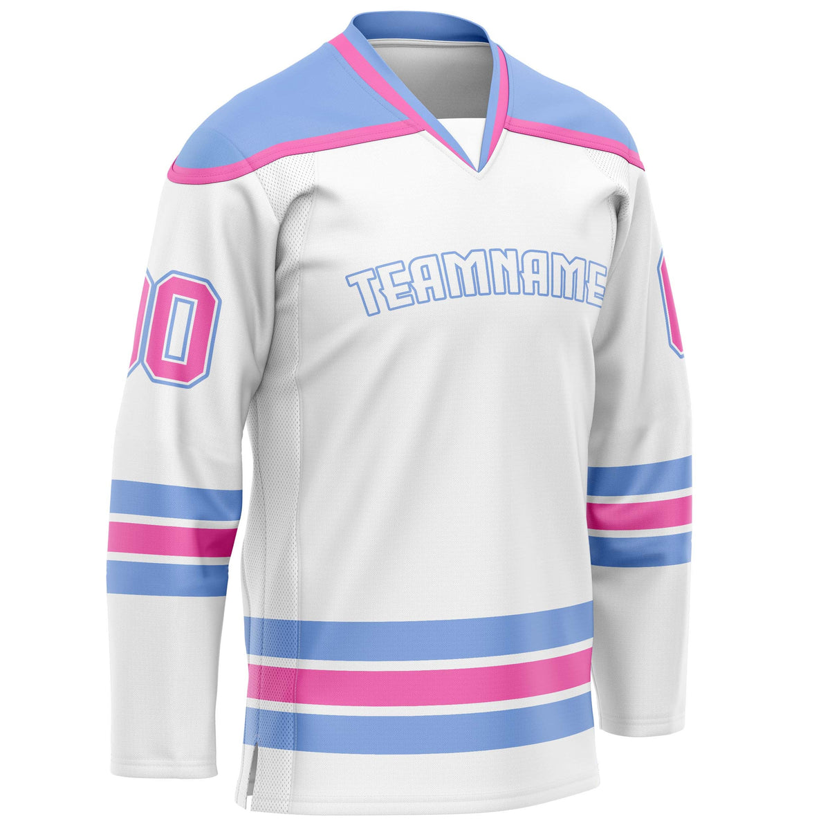 Custom White Pink Solid Colour Hockey Jersey