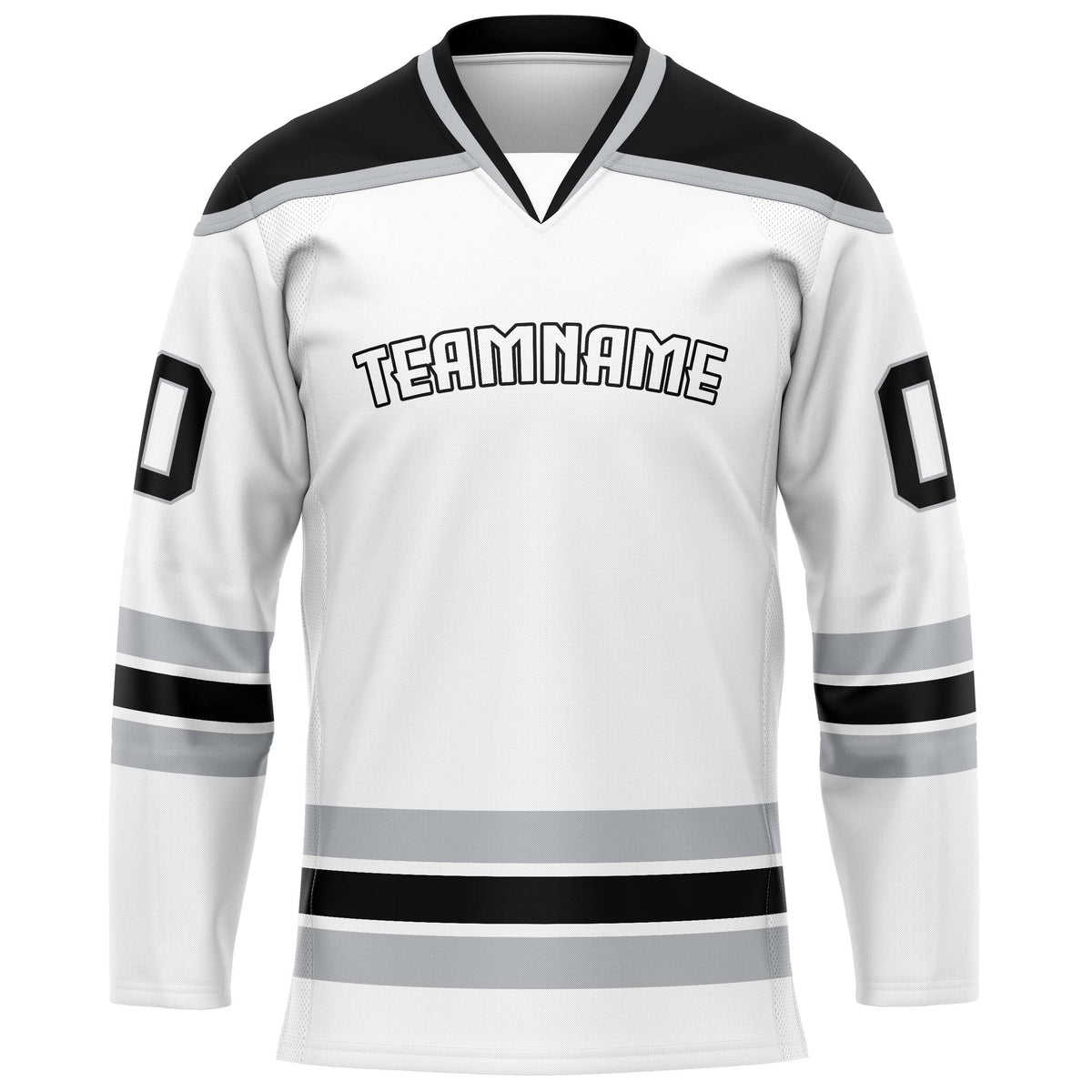 Custom White Black Solid Colour Hockey Jersey