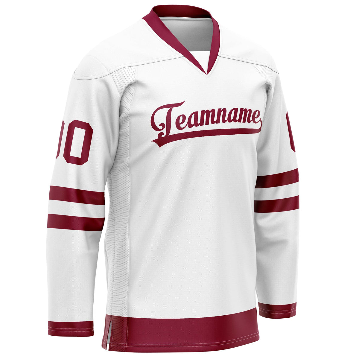 Custom White Crimson Solid Colour Hockey Jersey