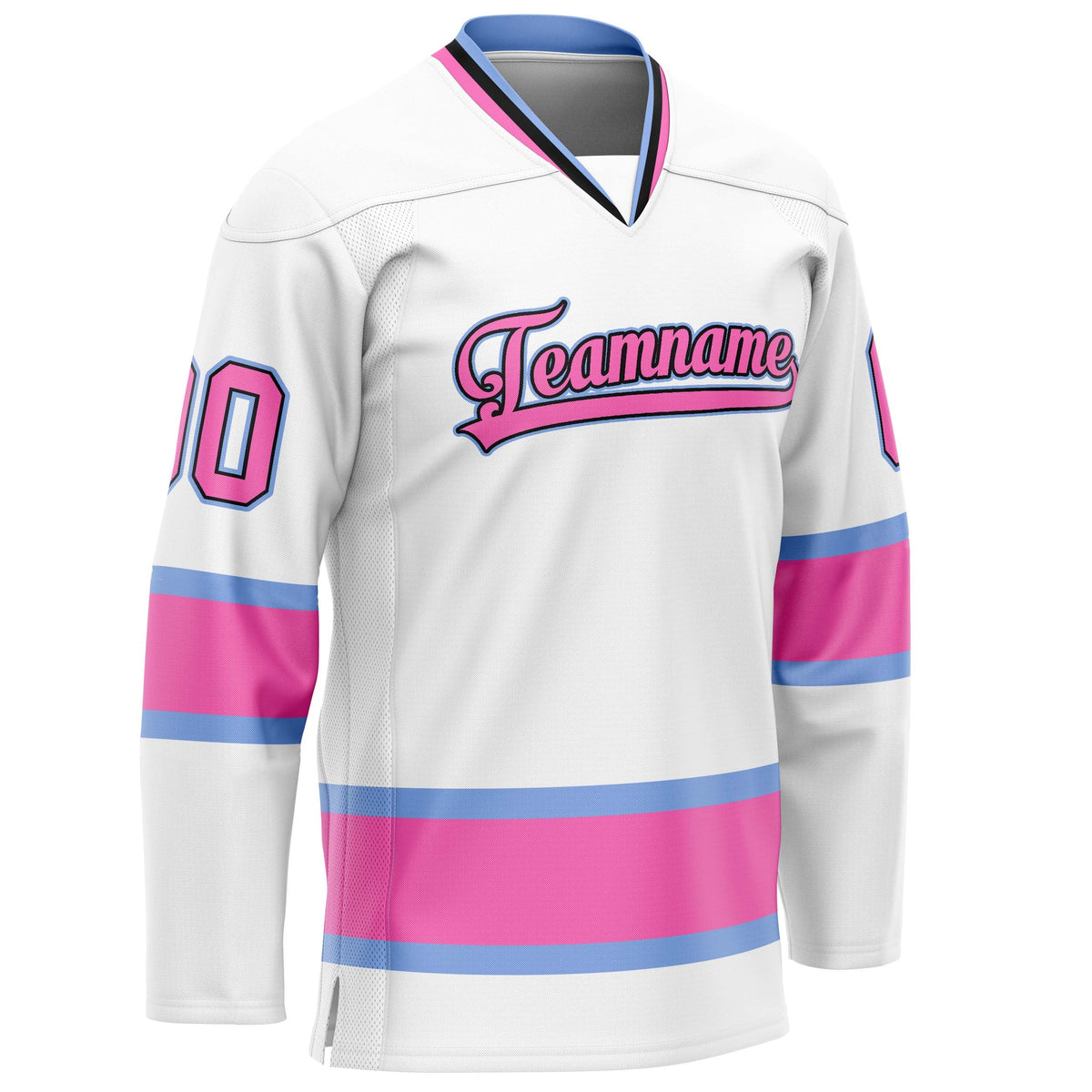 Custom White Pink Solid Colour Hockey Jersey