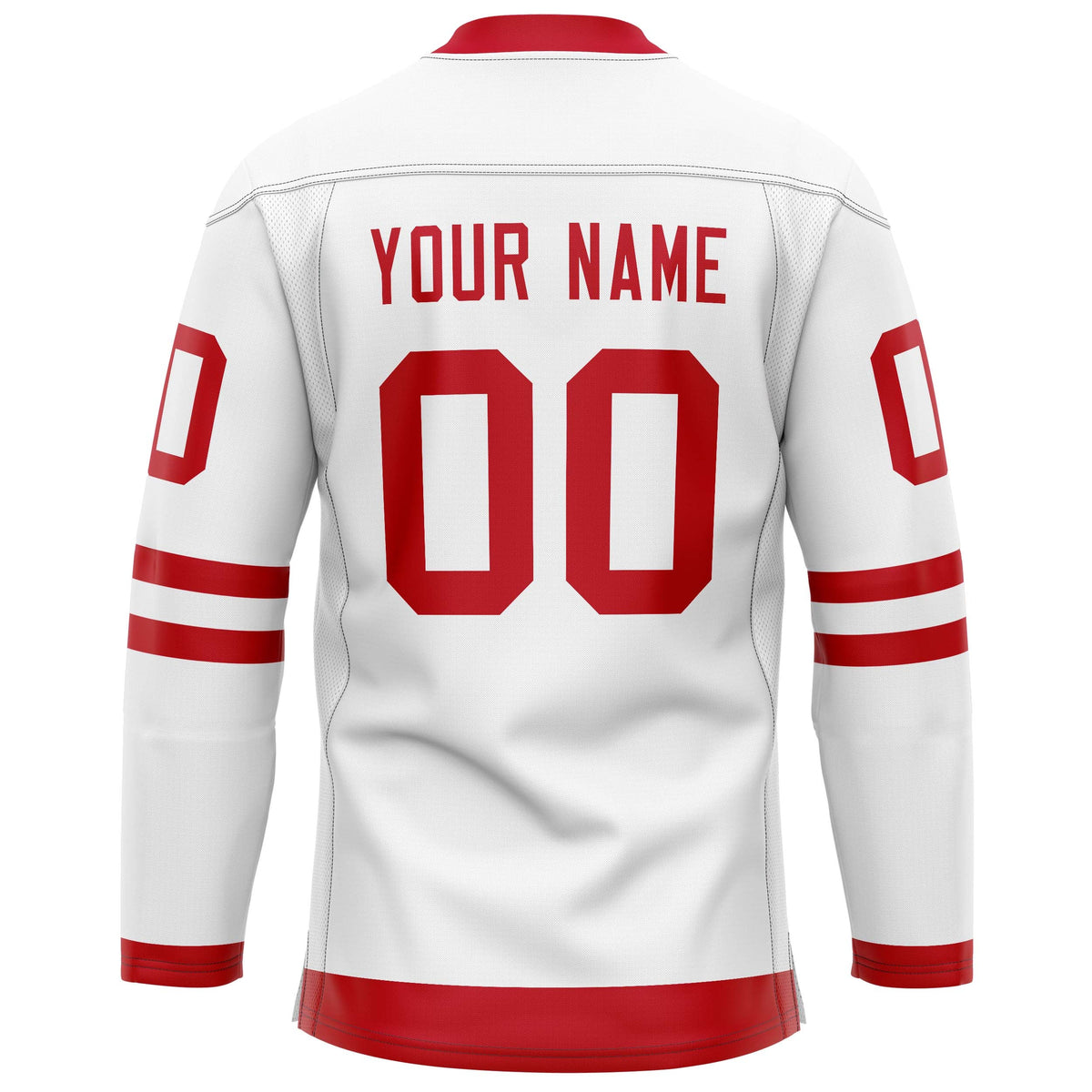 Custom White Red Solid Colour Hockey Jersey