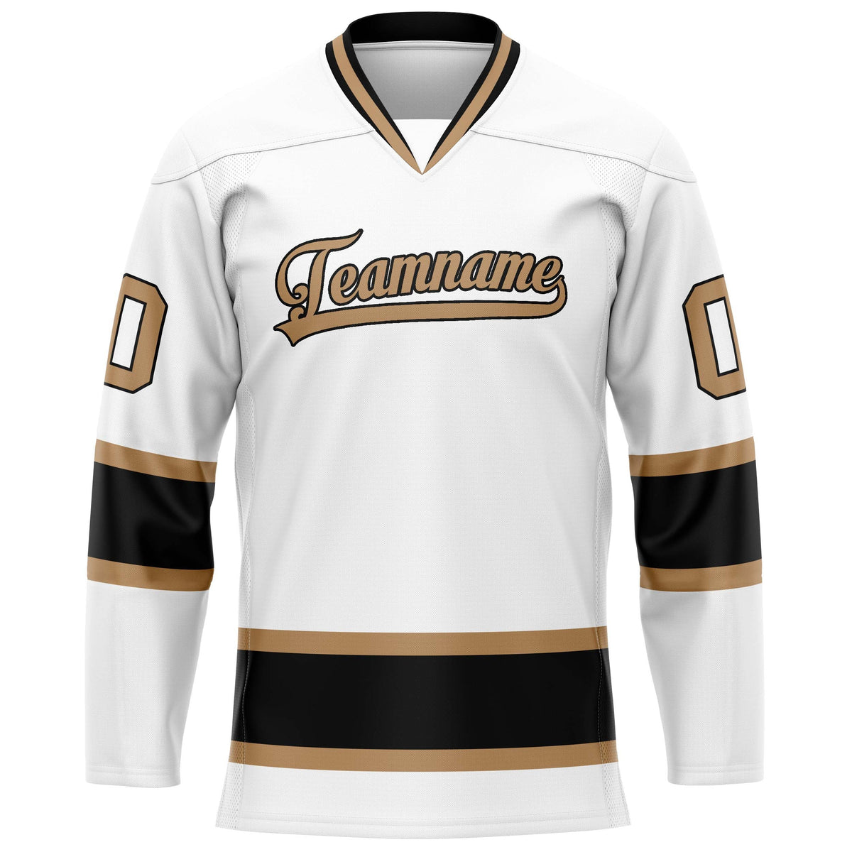 Custom White Old Gold Solid Colour Hockey Jersey