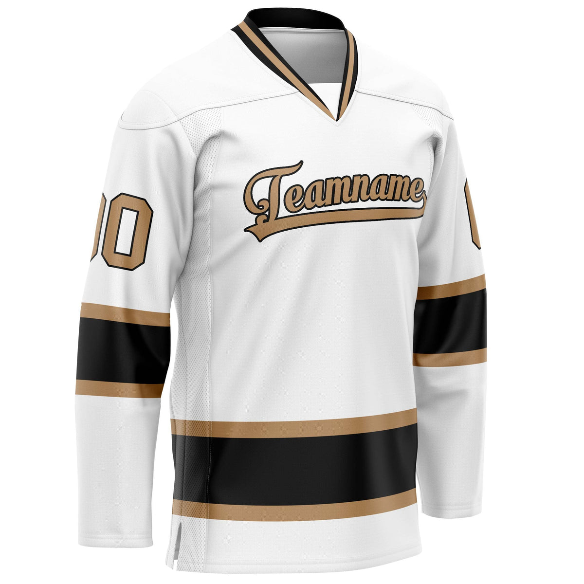 Custom White Old Gold Solid Colour Hockey Jersey