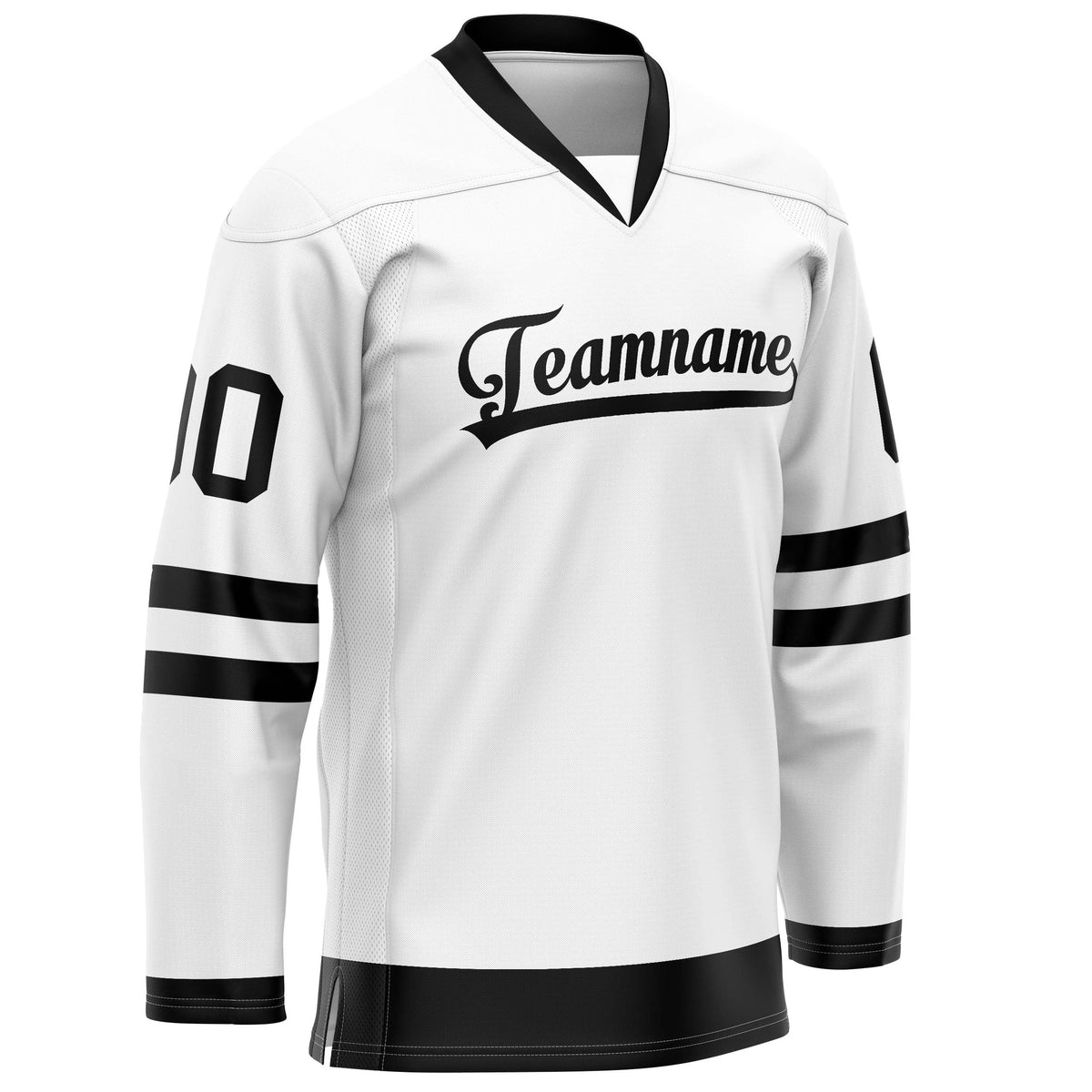 Custom White Black Solid Colour Hockey Jersey