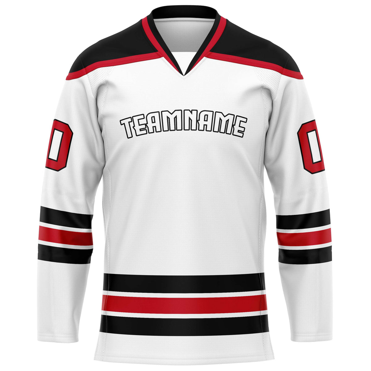 Custom White Red Solid Colour Hockey Jersey