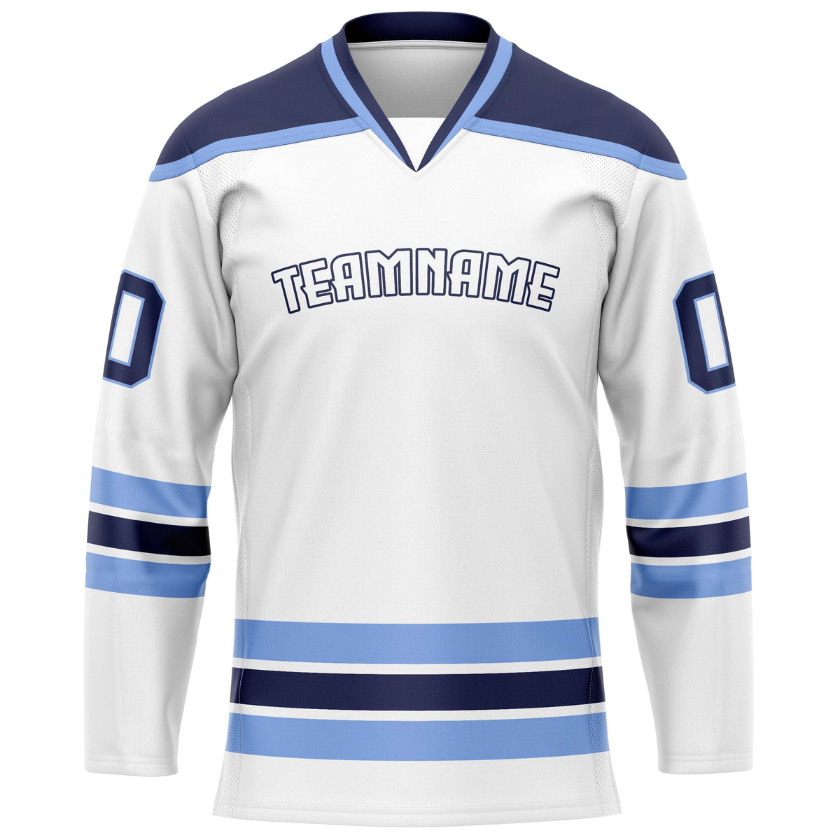 Custom White Navy Solid Colour Hockey Jersey