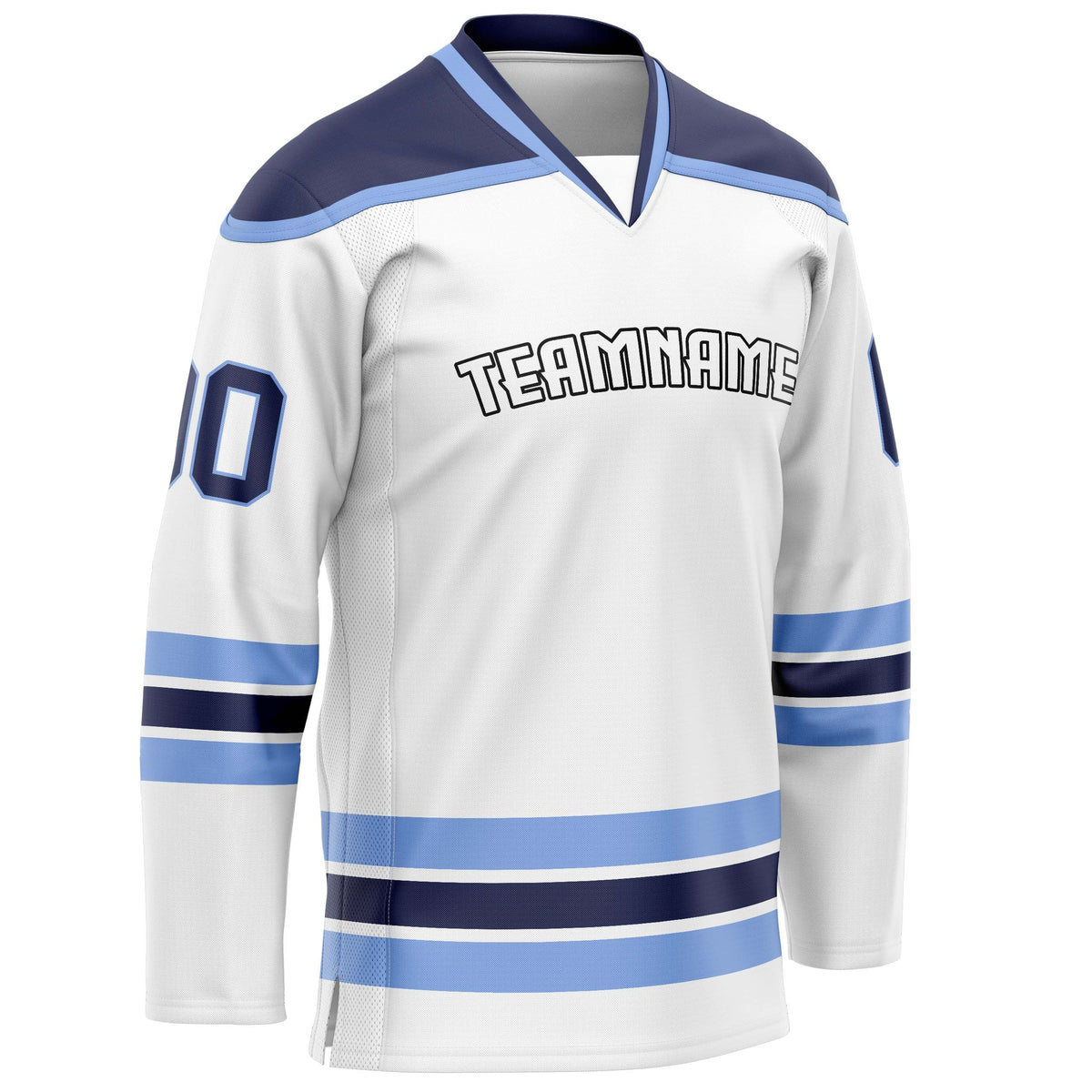 Custom White Navy Solid Colour Hockey Jersey