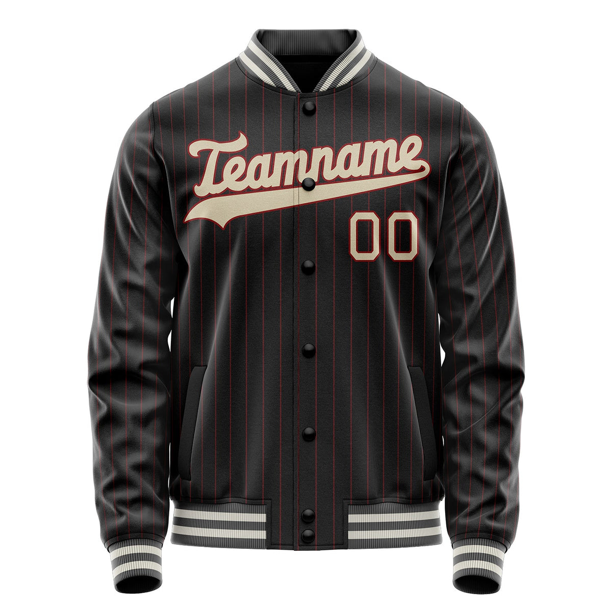 Custom Black Cream Solid Color Varsity Letterman Jacket JA02240617HF034