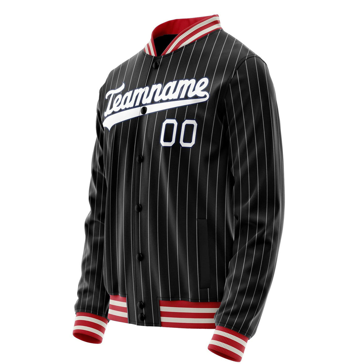 Custom Black White Gray Pinstripe Varsity Letterman Jacket JA02240617HF047