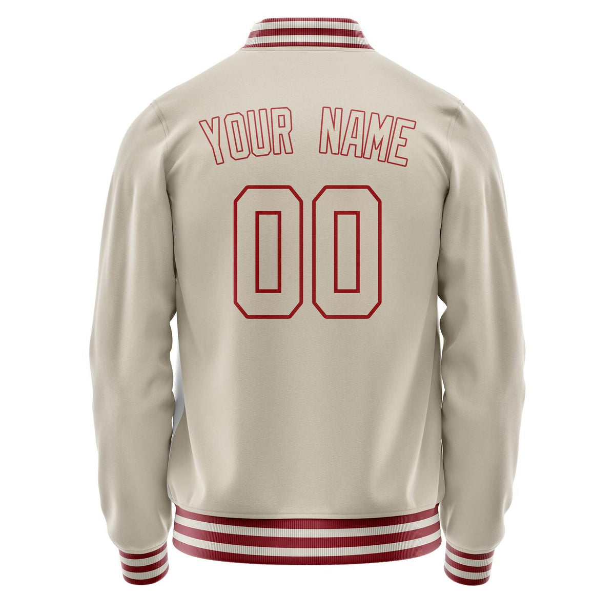 Custom Cream Red Solid Color Varsity Letterman Jacket JA02240617JC089