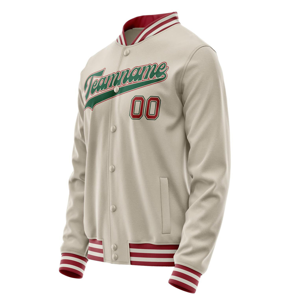 Custom Cream Kelly-Green Solid Color Varsity Letterman Jacket JA02240617JC090