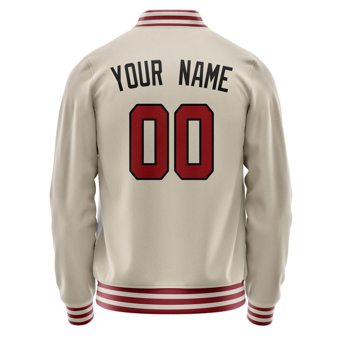 Custom Cream Red Solid Color Varsity Letterman Jacket JA02240617JC093