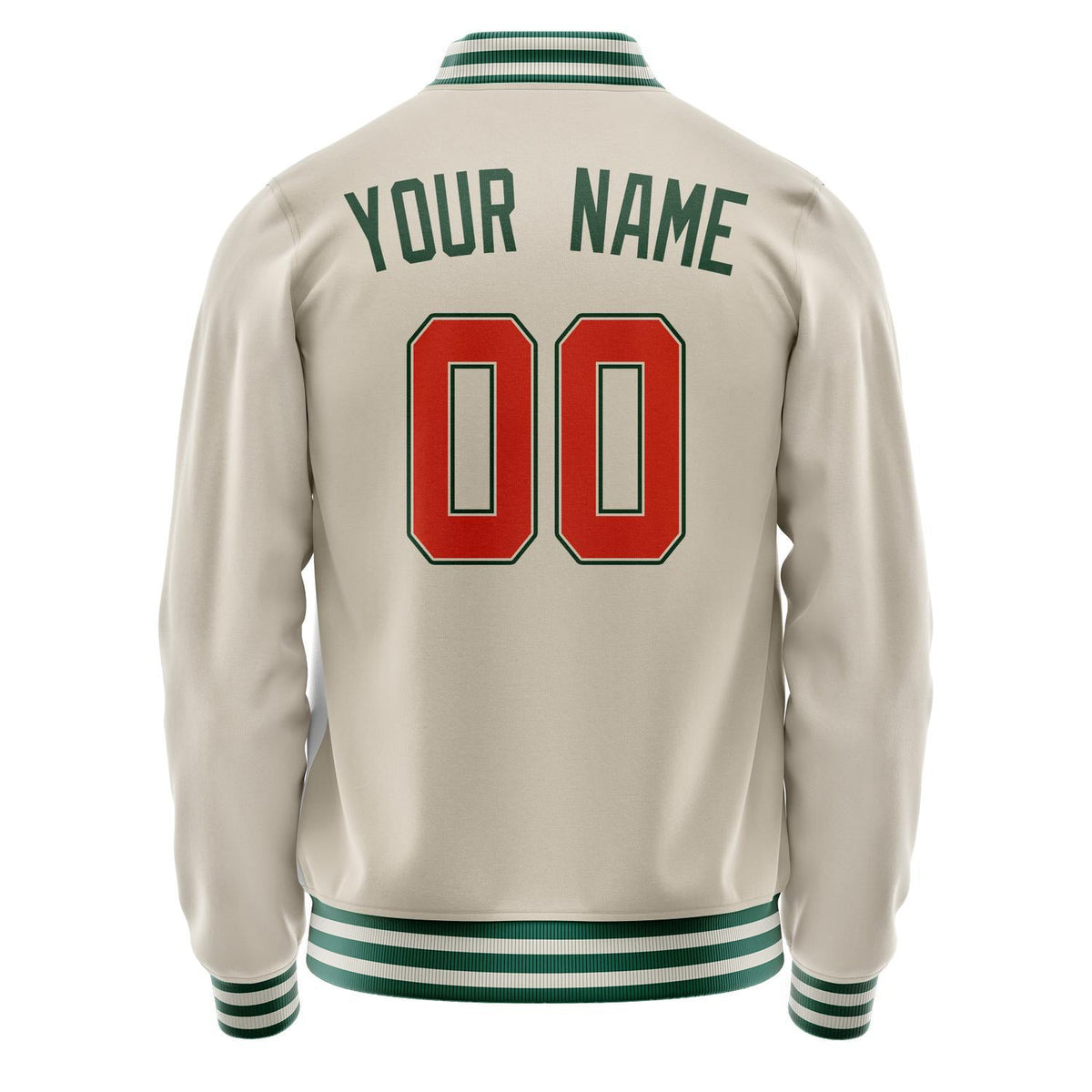 Custom Cream Kelly-Green Solid Color Varsity Letterman Jacket JA02240617JC094