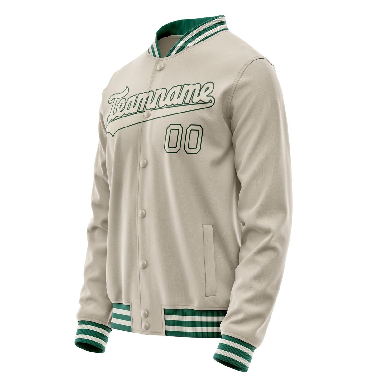 Custom Cream Kelly-Green Solid Color Varsity Letterman Jacket JA02240617JC099