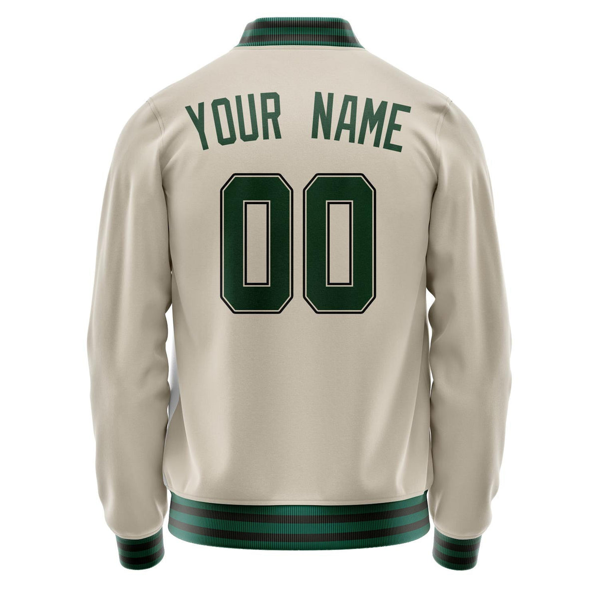 Custom Cream Kelly-Green Solid Color Varsity Letterman Jacket JA02240617JC100