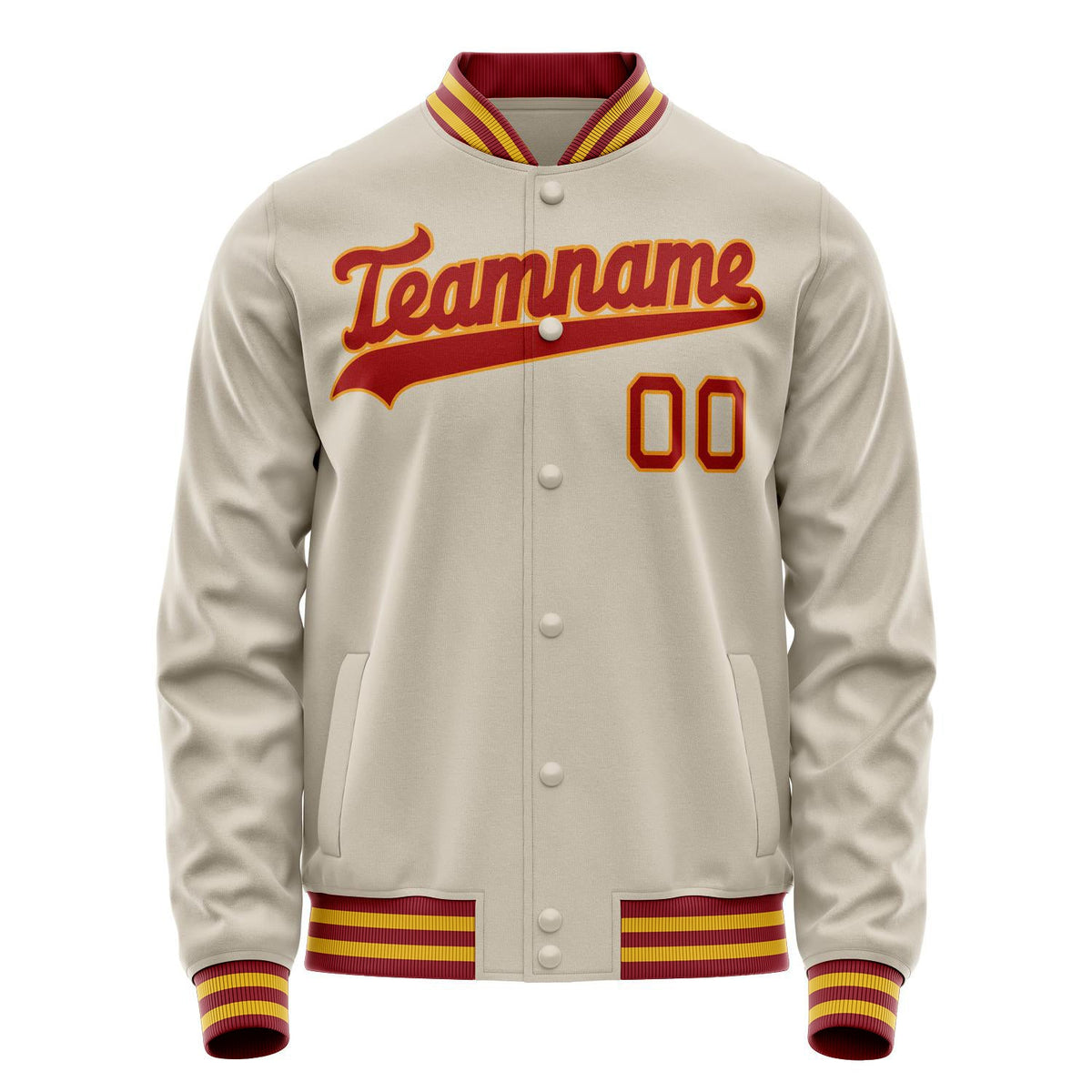 Custom Cream Orange Solid Color Varsity Letterman Jacket JA02240617JC101