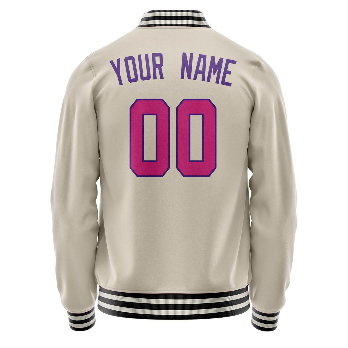 Custom Cream Purple Solid Color Varsity Letterman Jacket JA02240617JC104