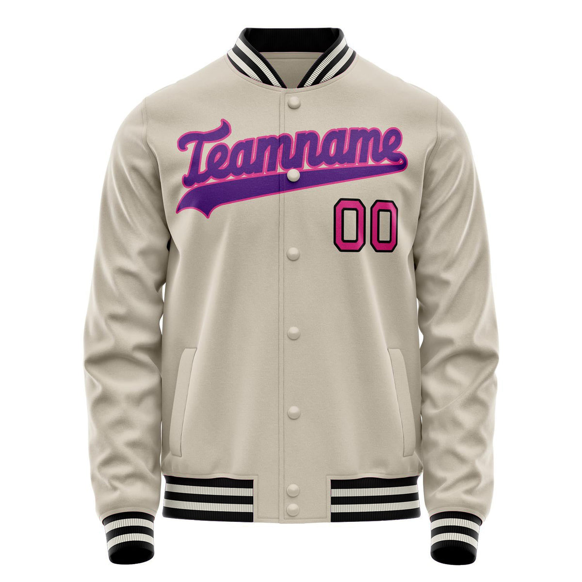 Custom Cream Purple Solid Color Varsity Letterman Jacket JA02240617JC104