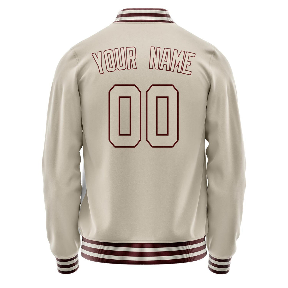 Custom Cream Crimson Solid Color Varsity Letterman Jacket JA02240617JC114