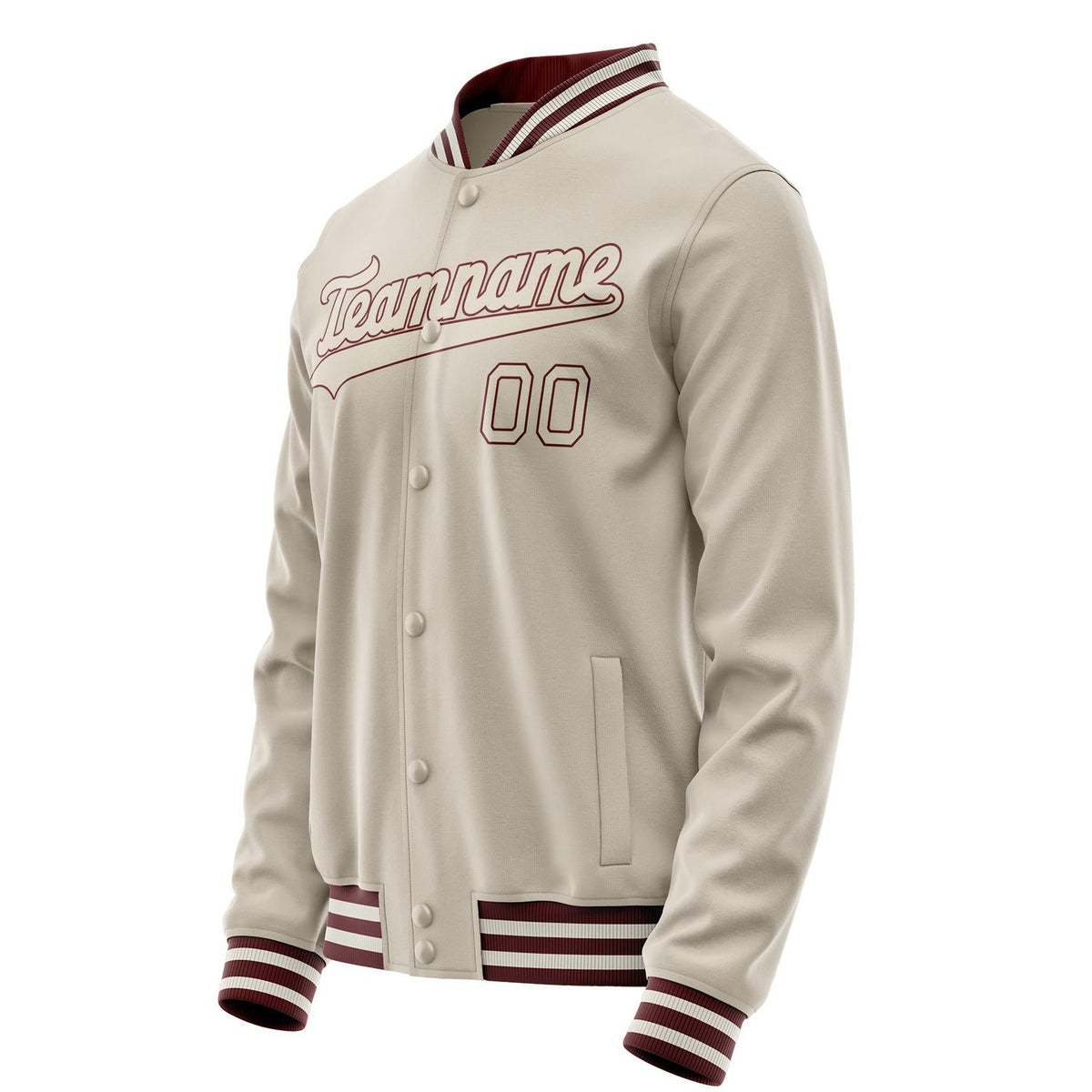 Custom Cream Crimson Solid Color Varsity Letterman Jacket JA02240617JC114