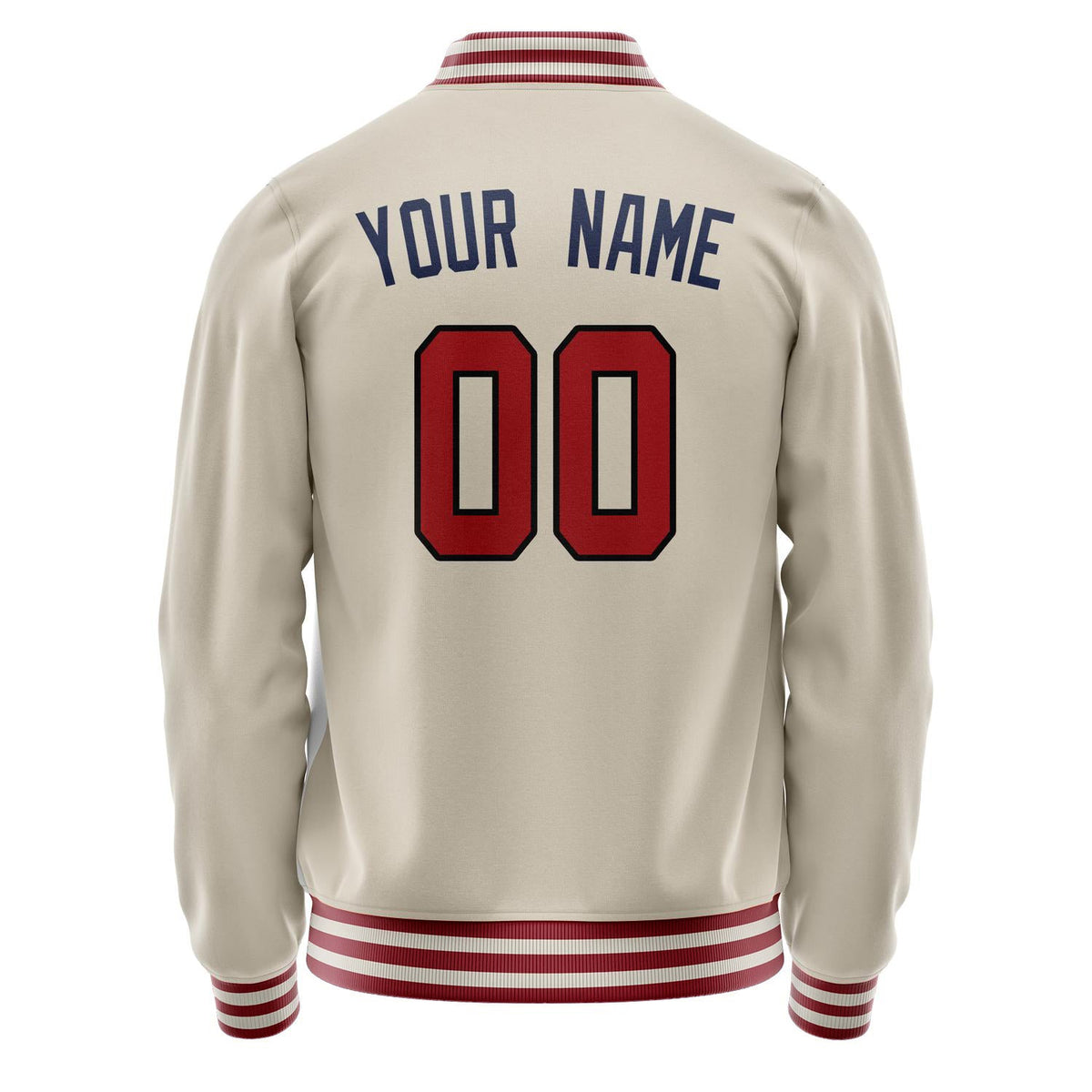 Custom Cream Red Solid Color Varsity Letterman Jacket JA02240617JC116