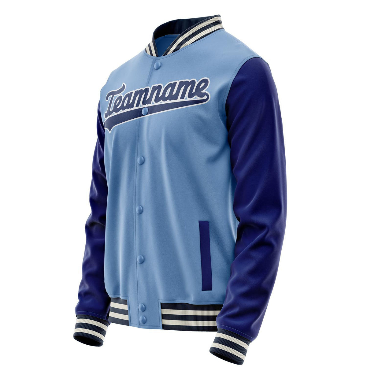 Custom Light-Blue Royal Solid Color Varsity Letterman Jacket JA02240617JC236