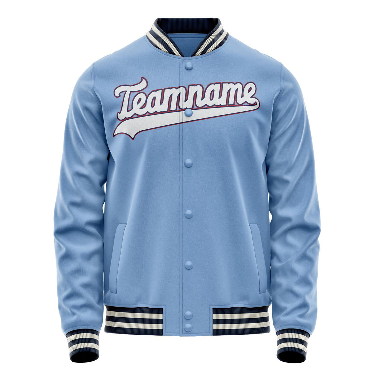 Custom Light-Blue White Solid Color Varsity Letterman Jacket JA02240617JC237