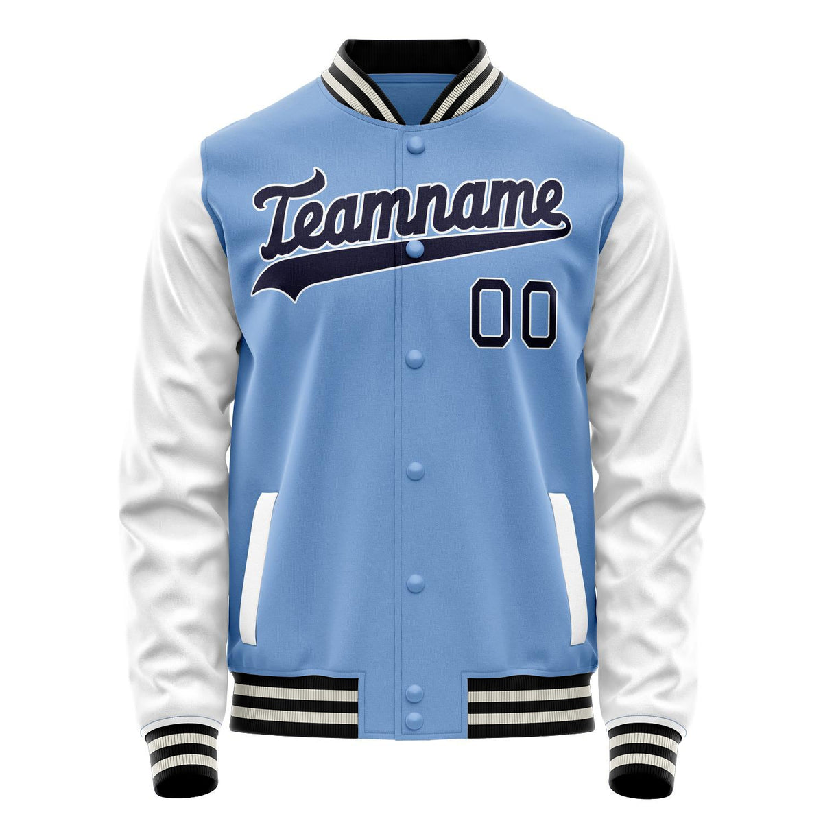 Custom Light-Blue Navy Solid Color Varsity Letterman Jacket JA02240617JC249