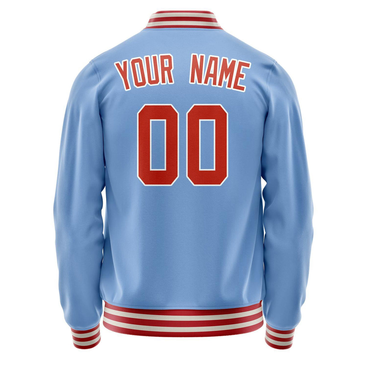 Custom Light-Blue Orange Solid Color Varsity Letterman Jacket JA02240617JC250