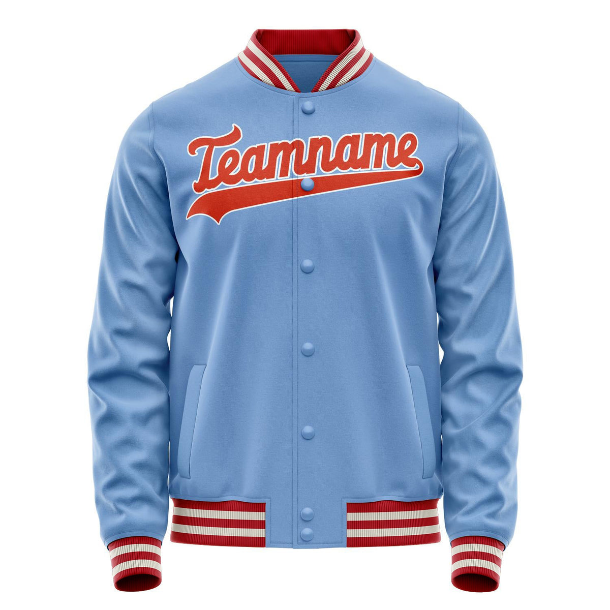 Custom Light-Blue Orange Solid Color Varsity Letterman Jacket JA02240617JC250