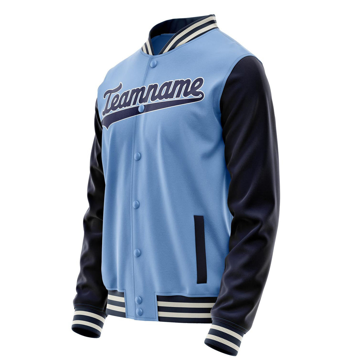 Custom Light-Blue Navy Solid Color Varsity Letterman Jacket JA02240617JC251