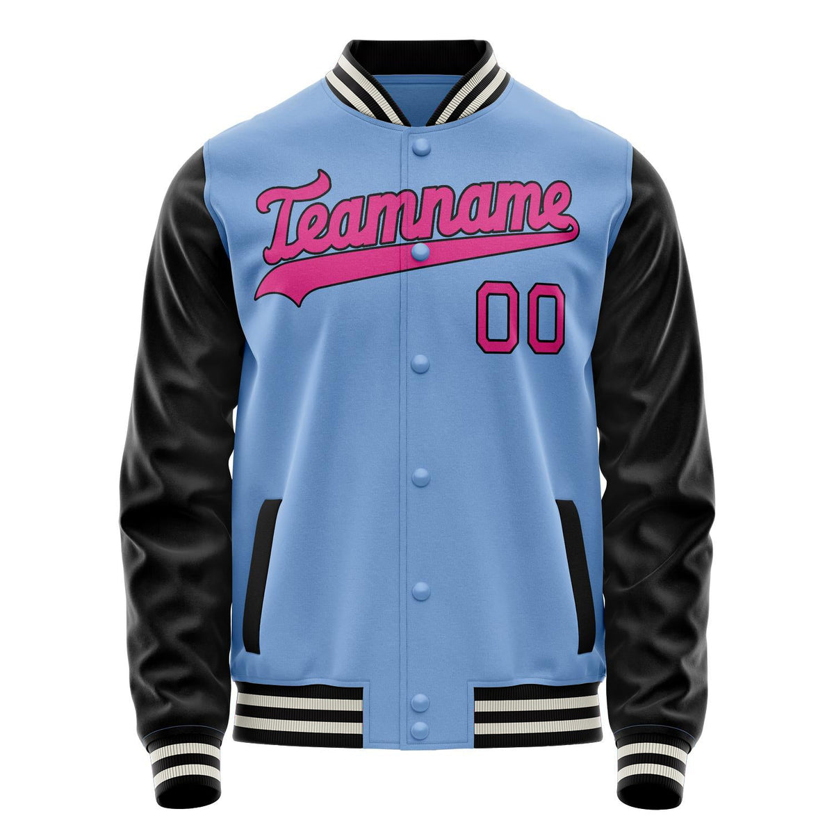 Custom Light-Blue Pink Solid Color Varsity Letterman Jacket JA02240617JC254