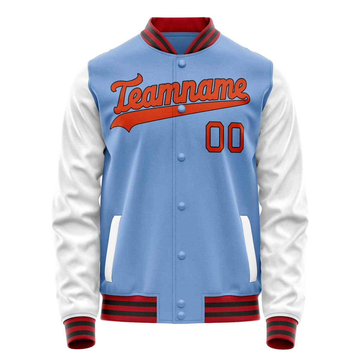 Custom Light-Blue White Solid Color Varsity Letterman Jacket JA02240617JC256