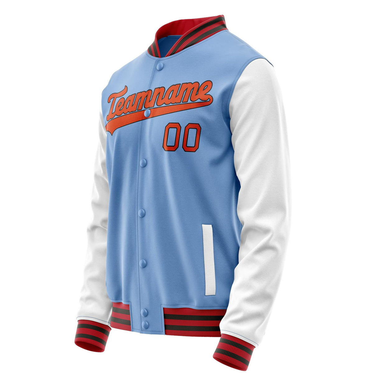 Custom Light-Blue White Solid Color Varsity Letterman Jacket JA02240617JC256